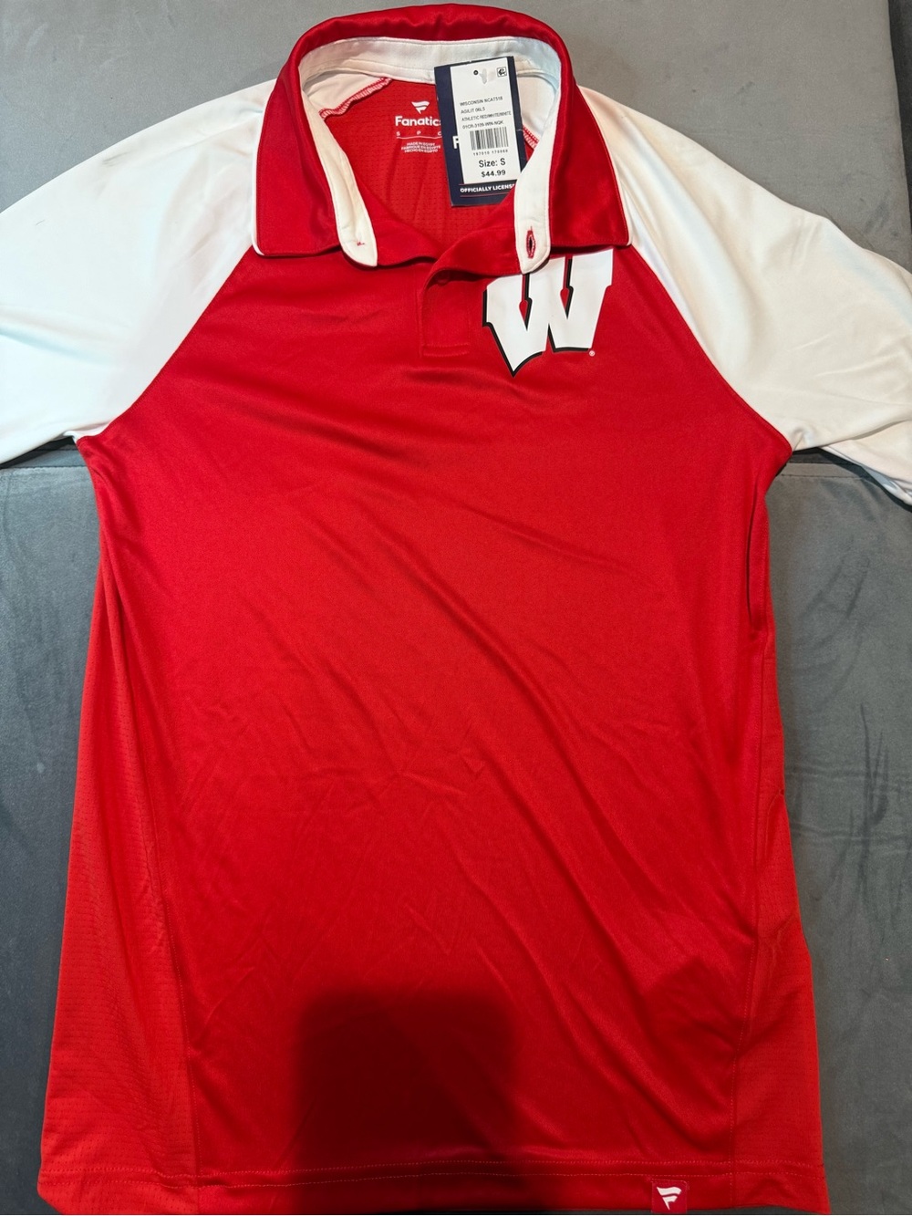 Fanatics Red & White Wisconsin W Polo Shirt